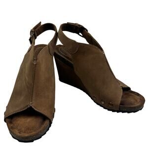 Diba True Brown Suede Boho Wedge Brass Stud Detail Wedge Sandals Women's 8.5